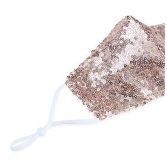 Champagne Rose Or Gold Sequin Face Mask - Picture 6 of 7